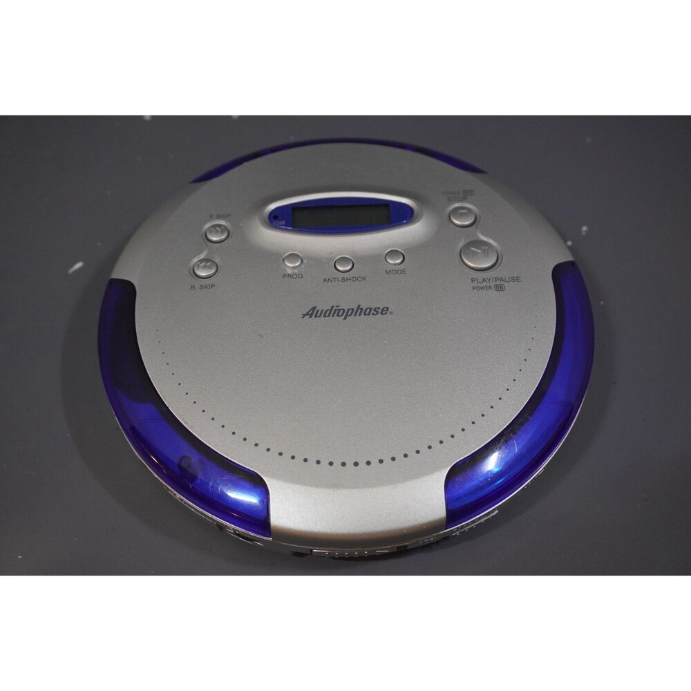 Audiophase CD-315 Portable CD Compact Disc Player Blue Anti-Skip Tested, WORKING